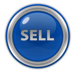 Sell circular icon on white background