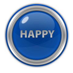 HAPPY circular icon on white background