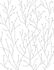 Vector seamless pattern, branches and leaves.