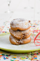 Frittelle di carnevale, close-up, selective focus