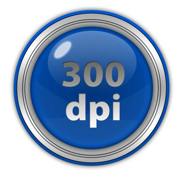 300 dpi circular icon on white background
