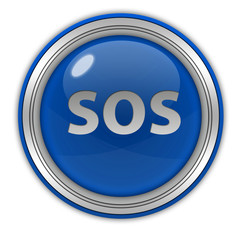 SOS circular icon on white background