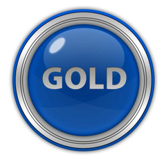 Gold circular icon on white background