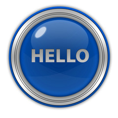 Hello circular icon on white background