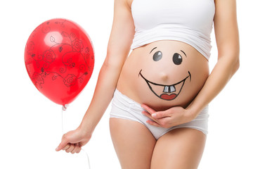Pregnant belly painted as a face - 76113361