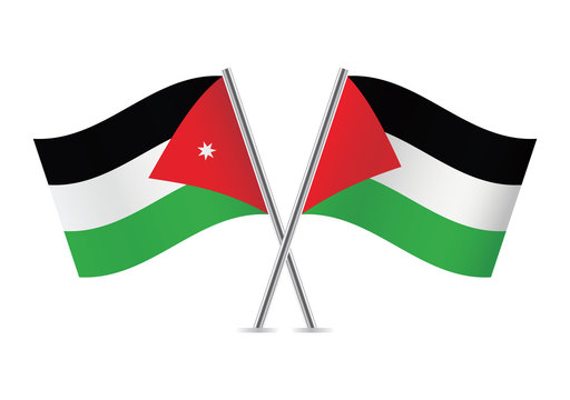 Jordan and Palestine flags. Vector illustration.
