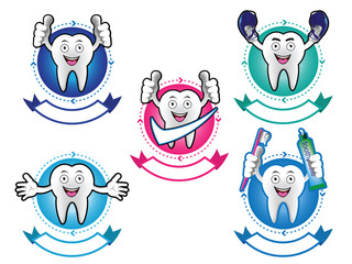 Cartoon Smiling tooth banner set