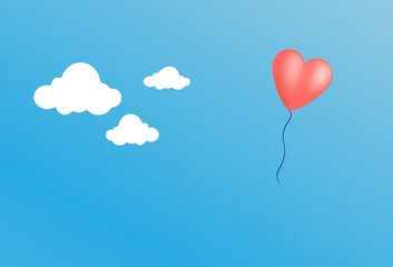Naklejka na ściany i meble Floating heart balloon
