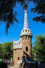 Gingerbread house in Park Guell in Barcelona, Catalonia, Spain