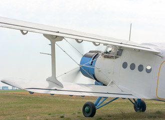 A fragment of an airplane AN2 with the engine running and the ro