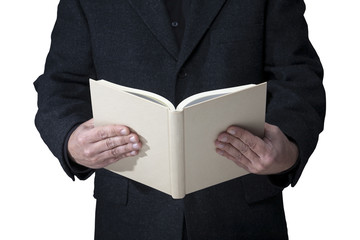 Open book in his hands