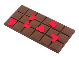 Chocolate bars and valentine isolated on white background