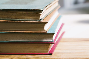 Closed books on the desk