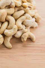 cashew on wood background