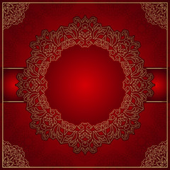 Elegant red background with gold ornament