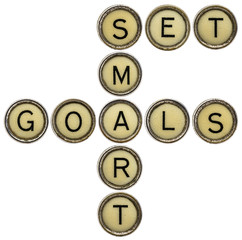 set smart goals in  typewriter keys