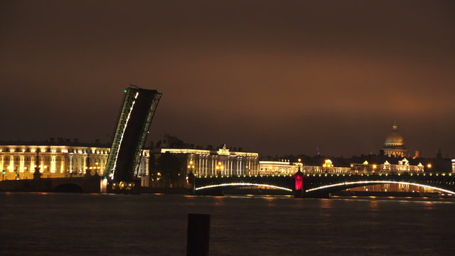 Troitsky drawbridge. Saint-Petersburg. 4K.