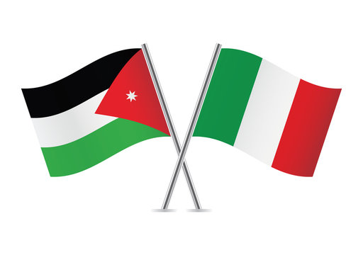 Jordan and Italian flags. Vector illustration.