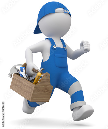 "3d Männchen Handwerker in Eile" Stockfotos und lizenzfreie Bilder auf