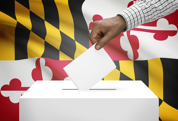 Ballot box with US state flag on background - Maryland