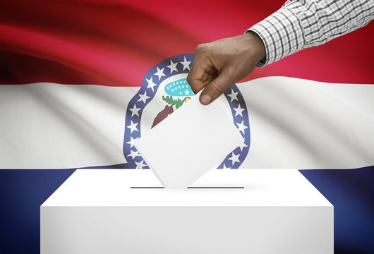 Ballot box with US state flag on background - Missouri