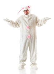 Bunny: Rabbit Costumed Man Shrugs