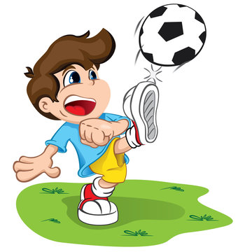 Character child kicking a ball