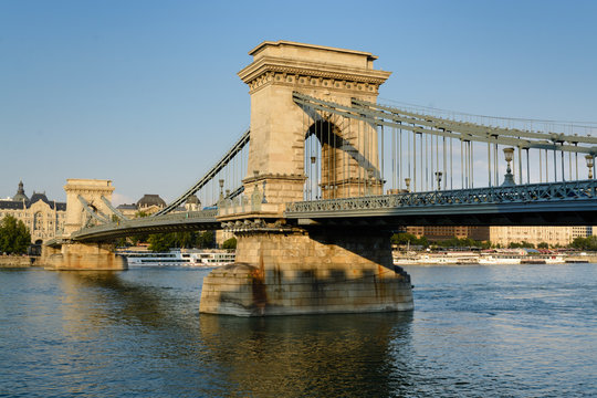 Chain bridge over Danube river in Budapest