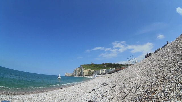 Beautiful view from the shingle beach to the church