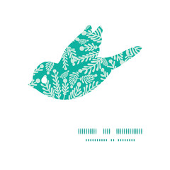 Vector emerald green plants bird silhouette pattern frame