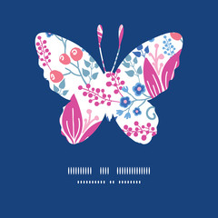 Vector pink flowers butterfly silhouette pattern frame