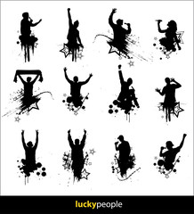 Fototapeta na wymiar Silhouettes of happy people for different purposes