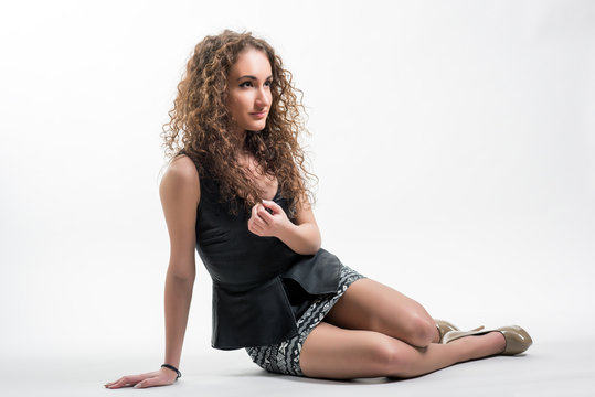 Young woman in short skirt