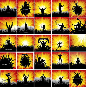 A large collection of advertising posters