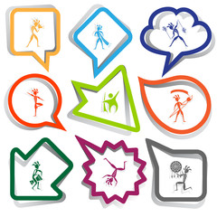 ethnic little man with camera, ethnic little man with trumpet, e