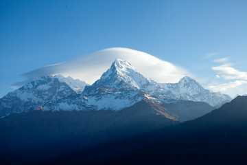 Fototapeta na wymiar Mountain Annapurna South At Sunrise In Himalayas