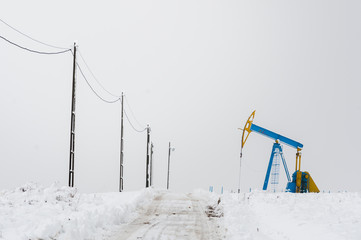 Oil drill in winter