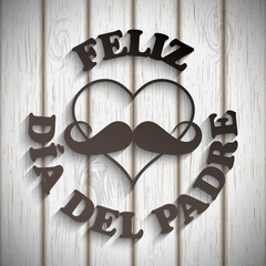 heart with a mustache and text feliz dia del padre
