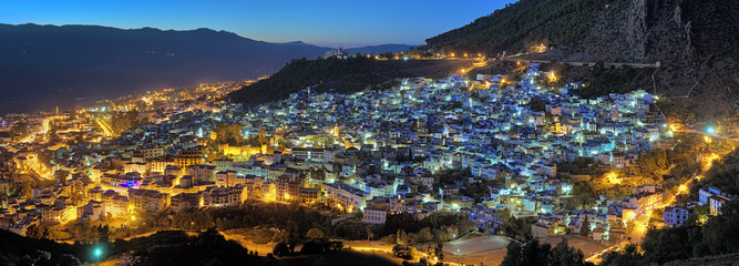 Evening panorama of Chefchaouen, Morocco