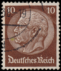 Stamp printed in Germany shows portrait of Paul von Hindenburg