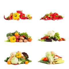 Papier Peint photo Légumes fresh vegetables - collage isolated on a white background