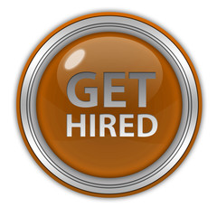 Get hired circular icon on white background
