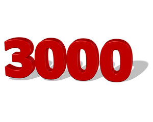 kırmızı renkli gölgeli 3000 sayısı