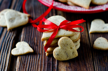 Shortbread cookies in a heart-shaped Valentine's Day - Powered by Adobe