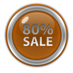 Sale eighty percent circular icon on white background
