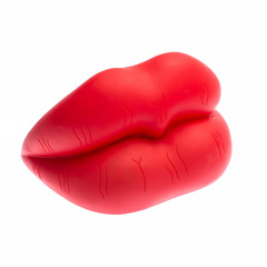 female lips on a white background