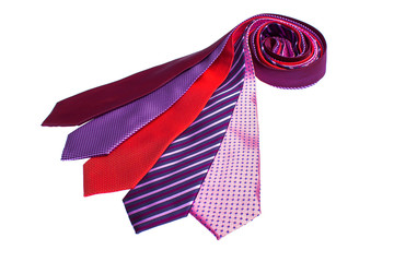 men's ties on a white background