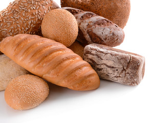 Different bread isolated on white