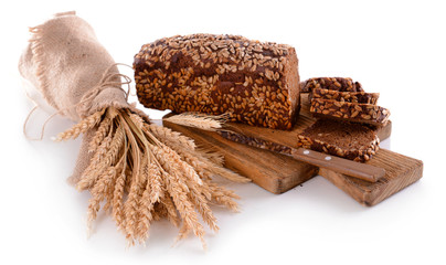 Black bread isolated on white