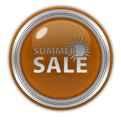 Summer sale circular icon on white background